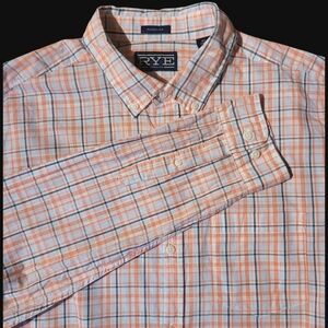 Rye by Hawker Rye Coral & Sage Green Check Long Sleeve Button Shirt Mens XL Tall